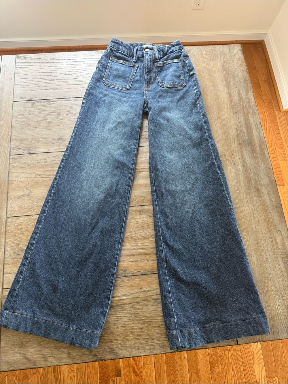 Good American Good Waist Palazzo Dark Blue Wide-Leg High-Rise Jeans
